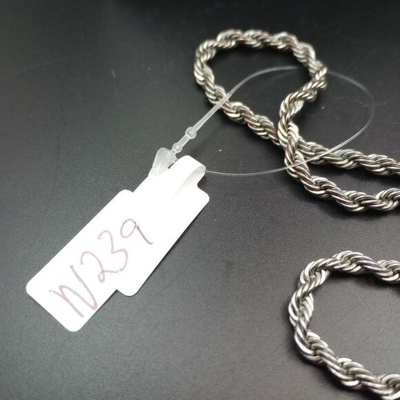 Twisted knot rope necklace silver plating over brass N239 - Picture 3 of 4